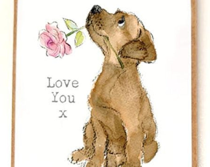 Quality Fridge Magnet - Love You - Brown Puppy design - MDF-  Made in the UK - FM01