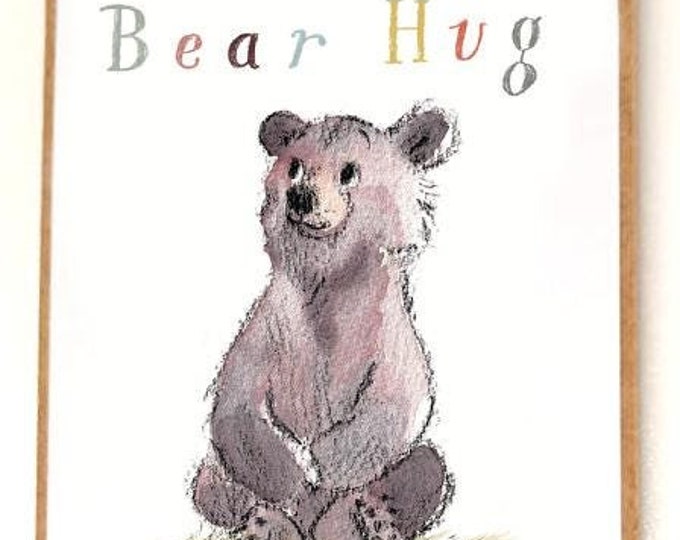 Quality Fridge Magnet - Bear Hug -  Bear Hare mouse design - MDF-  Made in the UK - FM021
