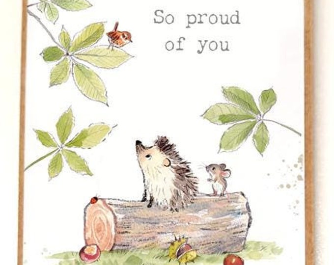 Quality Fridge Magnet - So proud of You -  Hedgehog design - MDF-  Made in the UK - FM012