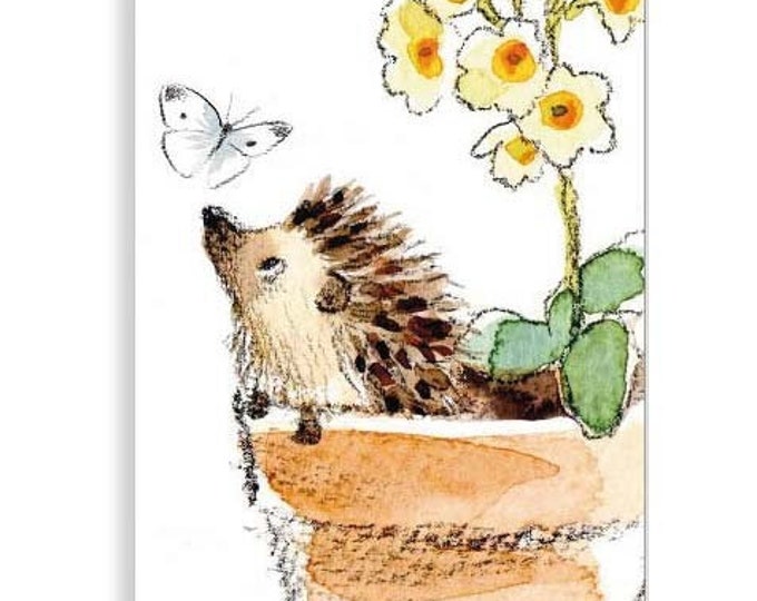 Bookmark with Ribbon - Hedgehog with Butterfly Illustration BM01