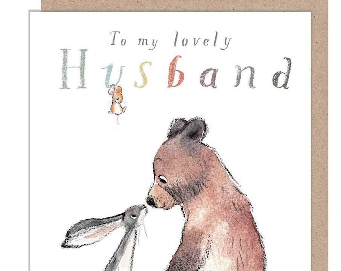 Husband Birthday Card, 'The Bear the Hare and the Mouse' range BHME020