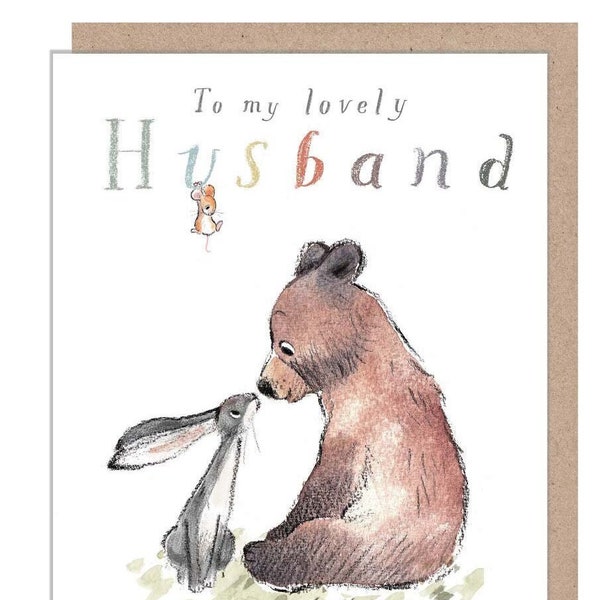 Husband Birthday Card, 'The Bear the Hare and the Mouse' range BHME020