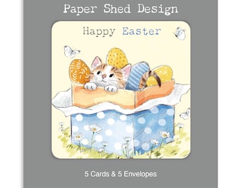 Easter pack - 5 small quality cards with brown recycled envelopes (125 x 125mm) EASTERPACK08
