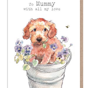 Karta dla mamy - Wysokiej jakości kartka okolicznościowa - Urocza ilustracja - Seria „Absolutely barking” - Uroczy szczeniak - Wyprodukowano w Wielkiej Brytanii - ABE109