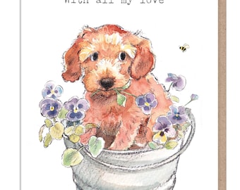 Mummy Card  - Quality Greeting Card - Charming illustration - 'Absolutely barking' range - Cute puppy - Made in UK - ABE109