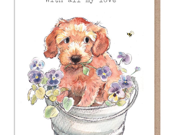 Mummy Card  - Quality Greeting Card - Charming illustration - 'Absolutely barking' range - Cute puppy - Made in UK - ABE109
