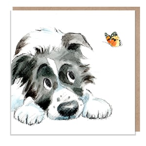 Carte vierge - Carte de voeux de qualité - Illustration de chien charmant - Gamme « Absolument aboyant » - Border Collie - Fabriqué au Royaume-Uni - ABE029