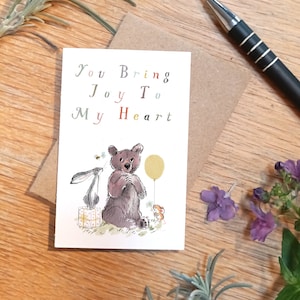 Kleine Erinnerungskarte - you bring joy - Kreditkartengröße - Schreiben Sie eine kleine Nachricht auf die Rückseite, um sie in Geldbörse, Brieftasche oder Tasche zu behalten - LM018