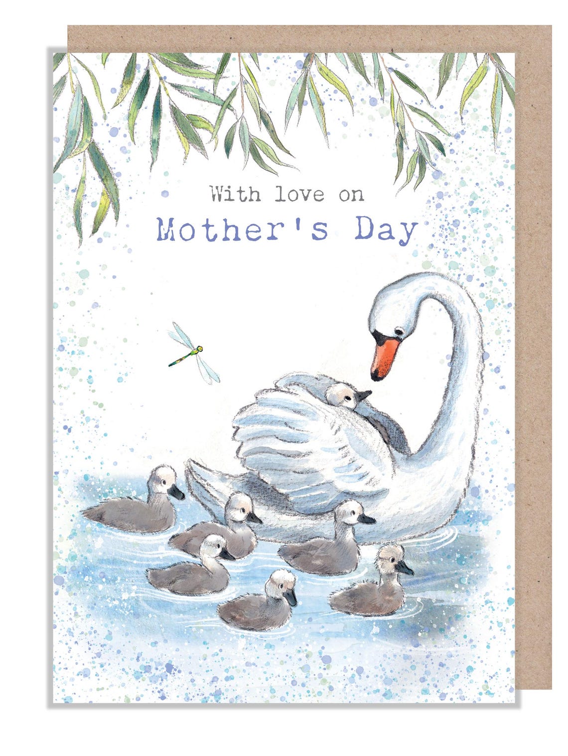 Mothers Day Card - Swan and Cygnets Illustration - 'down by the River ...