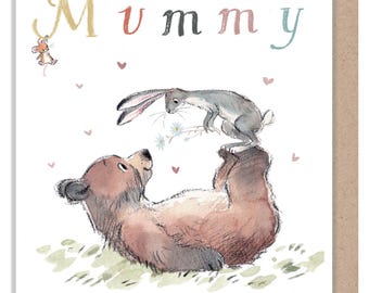 Mummy Mothers Day card - 'The Bear, the hare, and the mouse' range. Cute illustration - BHMMD03