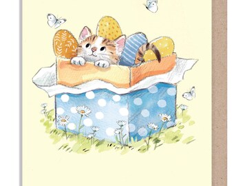 Easter Card: Charming Kitten Illustration, Made in UK EPPEASTER02