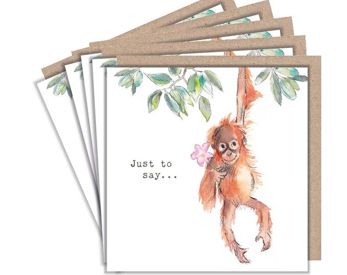 Notecard pack - 5 small quality cards with brown recycled envelopes (125 x 125mm)