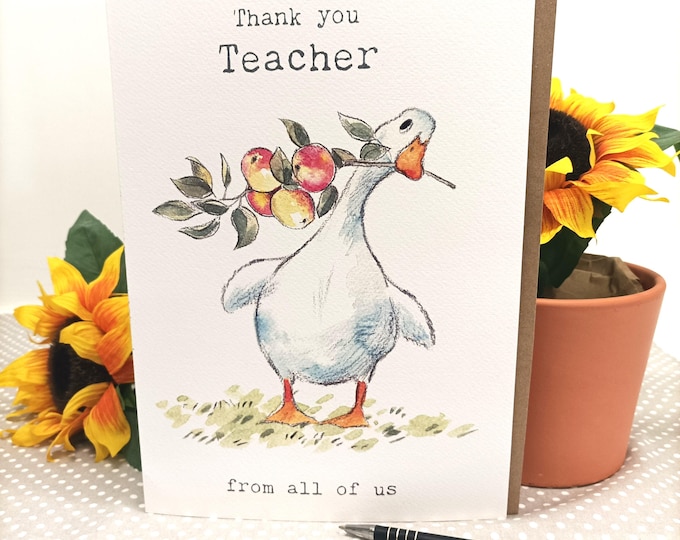 Thank you Teacher - GIANT Card! Large enough for the whole class to sign! White Duck design - Extra LARGE Card A4 size - 210 x 297 mm XL016