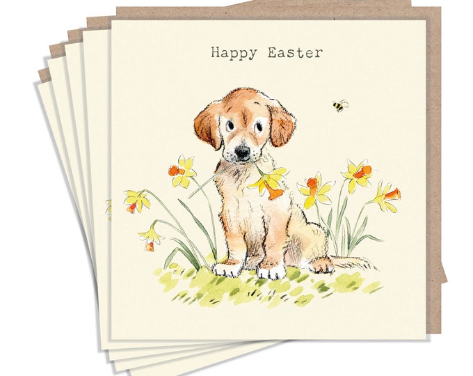 Easter pack - 5 small quality cards with brown recycled envelopes (125 x 125mm) EASTERPACK03