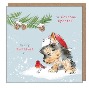 Quelqu'un de spécial - Carte de Noël de qualité - Charmante illustration - Série « Absolument aboyant » - Yorkshire terrier - Fabriqué au Royaume-Uni - ABX0104