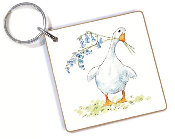 Quality Keyring - Duck design - double sided - MDF-  Made in the UK  - KR05