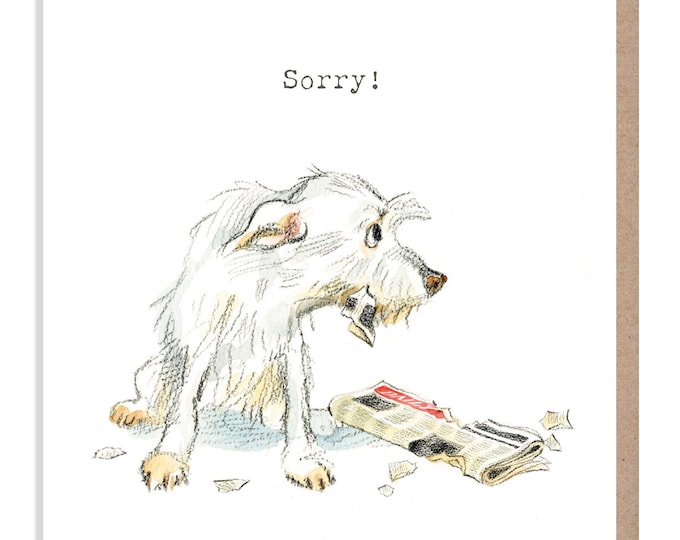 Sorry Card - Dog card - Quality Greeting Card - Charming illustration - 'Absolutely barking' range - Made in UK -  ABE06