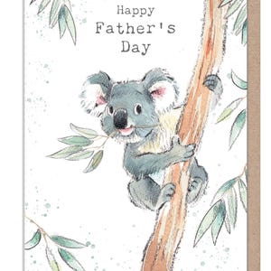 Carte de fête des pères - Charmante illustration - Koala dans un arbre - Gamme « Wonderfully Wild » - Fabriqué au Royaume-Uni - WWE027