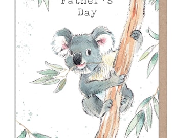 Fathers Day Card - Charming illustration - Koala in tree - 'Wonderfully Wild'  range - Made in UK -  WWE027