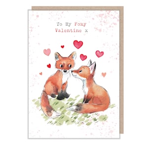 Carte de Saint-Valentin, renard mignon Illustration BWVAL03