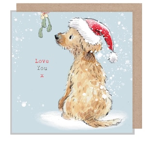 Love you - Weihnachtskarte - Hochwertige Weihnachtskarte - Charmante Illustration - 'Absolutely Barking' Reihe- Made in UK - ABK122