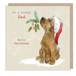 Papa - Carte de Noël de qualité - Charmante illustration - 150 x 150 mm - Gamme « Absolument aboyant » - Labrador chocolat - Fabriqué au Royaume-Uni - ABX120