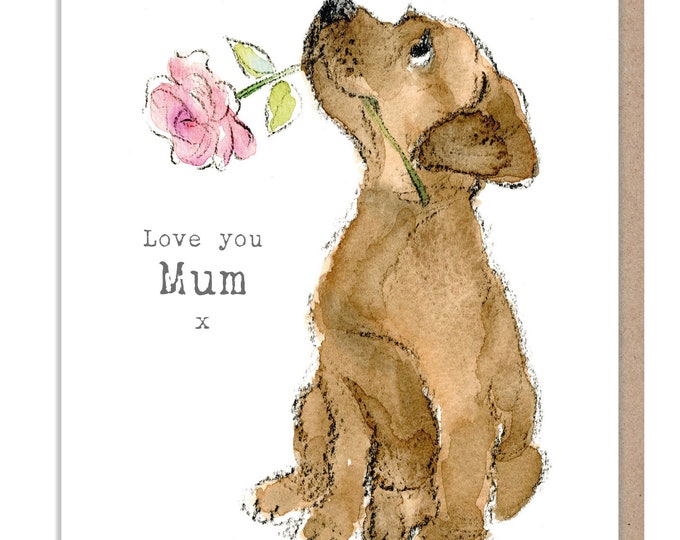 Mother's Day Card - Mum Card - Quality Greeting Card - Charming illustration - 'Absolutely barking' range -  Labrador- Made in UK - ABE015