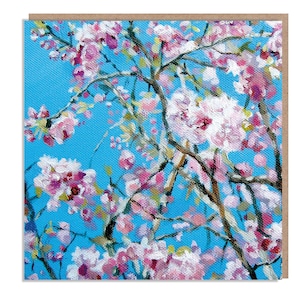 Cherry Blossom Tree- Wenskaart, 'The Flower Gallery' assortiment, Paper Shed Design, Art Card, Original Painting van Dan O'Brien, Blank binnen