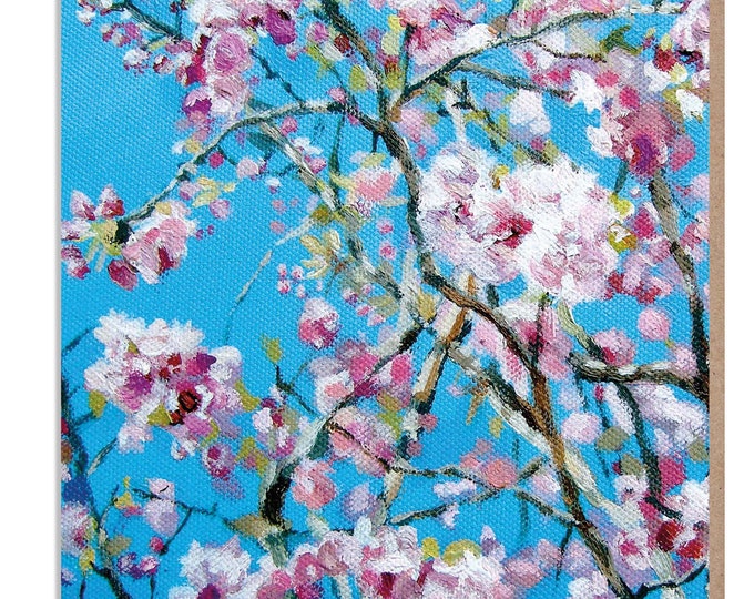 Cherry Blossom Tree- Greeting Card, 'The Flower Gallery' range, Paper Shed Design, Art Card, Original Painting by Dan O'Brien, Blank inside