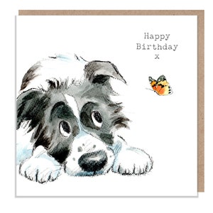 Carte d'anniversaire de chien - carte de voeux de qualité - illustration charmante - chien mignon - gamme « Absolutement aboyant » - chien colley - fabriqué au Royaume-Uni - ABE045