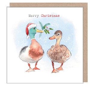 Cartão de Natal de qualidade - Feliz Natal - Ilustração de Mallards - Linha 'Down by the river' - Fabricado no Reino Unido - RIVX04