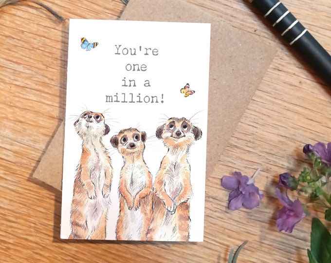 Little keepsake card - You're one in a million -  credit card size - a little message to be kept in purse, wallet or pocket - LM08