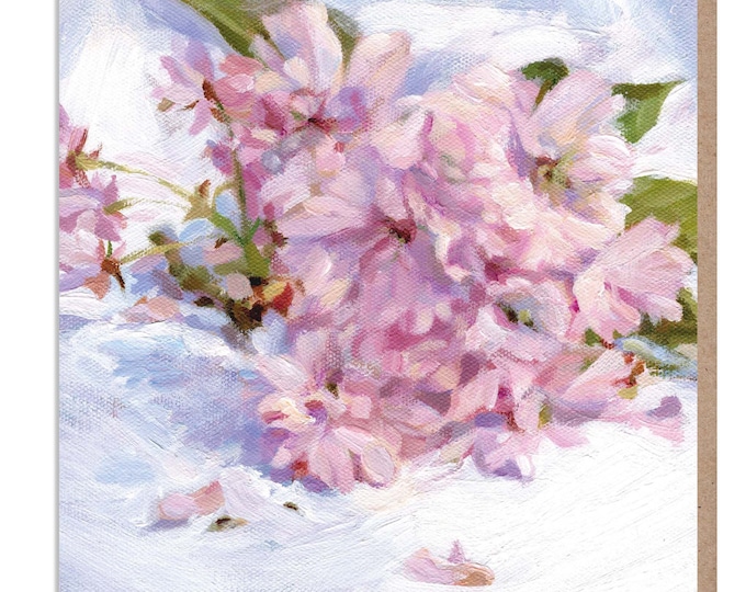 Cherry Blossom - Greeting Card, 'The Flower Gallery' range, Paper Shed Design, Art Card, Original Painting by Dan O'Brien, Blank inside