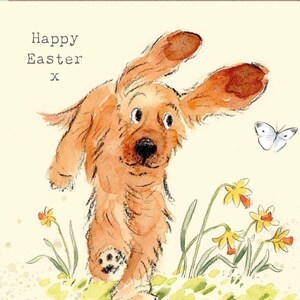 Easter Card Quality Greeting Card Charming illustration 'Absolutely barking' range Cocker Spaniel design Made in UK ABEASTER01 image 3
