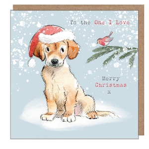 To the one I love - Hochwertige Weihnachtskarte - Bezaubernde Illustration - Bereich 'Absolutely Barking' - Labrador/Retriever - Made in UK - ABK0106
