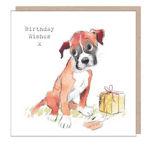 Carte d'anniversaire de chien - Carte de voeux de qualité - Charmante illustration - Gamme « Absolument aboyant » - Boxer - Fabriqué au Royaume-Uni - ABE052