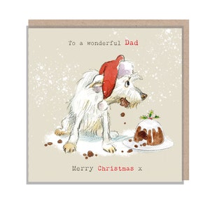 Dad Weihnachtskarte - Hochwertige Weihnachtskarte - Charmante Illustration - 'Absolutely Barking' Reihe - Wunderbarer Vater - Made in UK - ABK0101