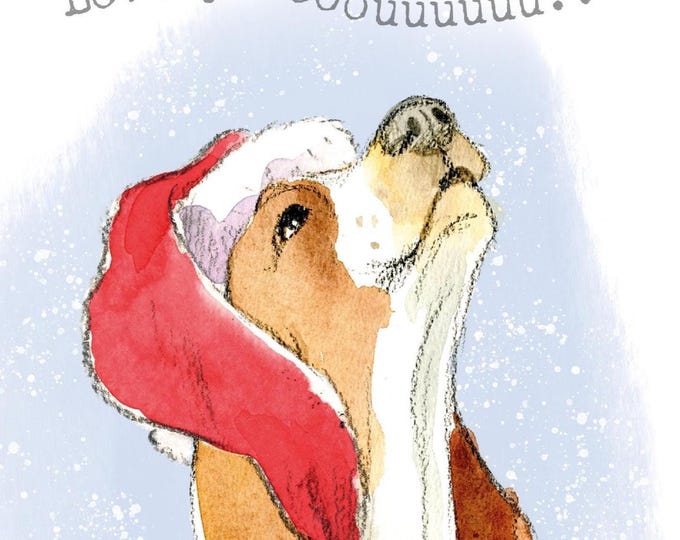 Giant Card (A4): Love you - Howling Dog Illustration XL011