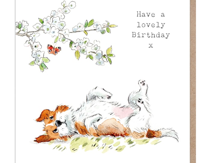 Dog Birthday Card - Quality Greeting Card - Charming illustration - 'Absolutely barking' range - Jack Russell - Made in UK -  ABE037