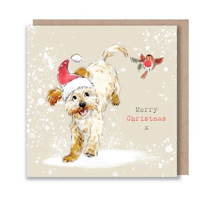 Hunde Weihnachtskarte - Hochwertige Weihnachtskarte - Bezaubernde Illustration - 'Absolutely barking' Auswahl - Cockerpoo/Labradoodle - Made in UK - ABK022