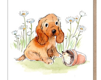 Blank Card - Quality Greeting Card - Charming Dog illustration - 'Absolutely barking' range - Cocker Spaniel - Made in UK - ABE032