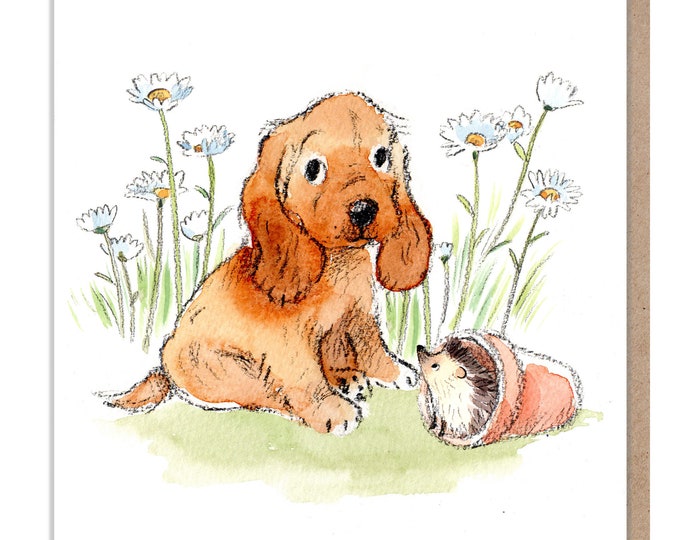 Blank Card - Quality Greeting Card - Charming Dog illustration - 'Absolutely barking' range - Cocker Spaniel - Made in UK - ABE032