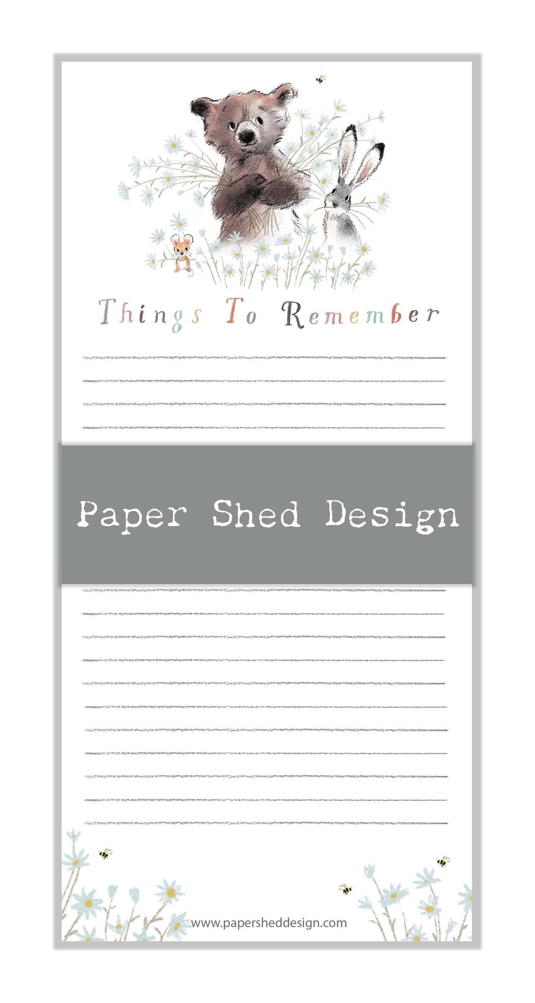 Magnetic Notepad - Things to Remember - Bear, Hare, Mouse - NOTE012 - Etsy