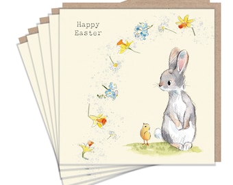 Easter pack - 5 small quality cards with brown recycled envelopes (125 x 125mm)