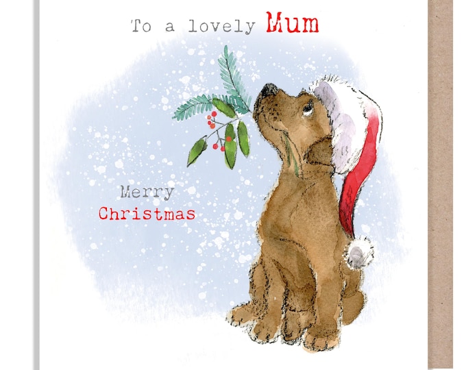 Mum Christmas Card: Chocolate Labrador - Charming Dog Illustration ABX130