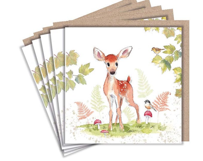 Notecard pack - 5 small quality cards with brown recycled envelopes (125 x 125mm)