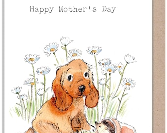 Mother's Day Card -Quality Greeting Card - Charming illustration - 'Absolutely barking' range - Cocker Spaniel - made in UK ABMD06