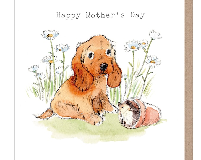 Mother's Day Card -Quality Greeting Card - Charming illustration - 'Absolutely barking' range - Cocker Spaniel - made in UK ABMD06