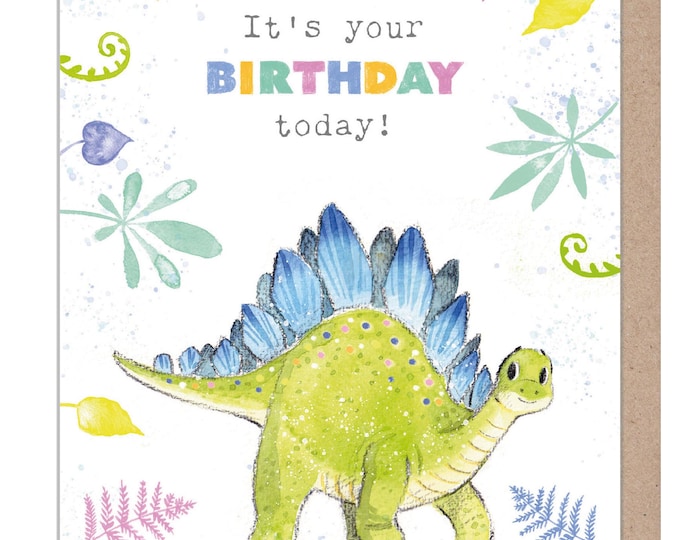 Dinosaur Birthday Card - 'Totally Roarsome' range - Cute Dinosaur illustration - Parasauralophus- TR012