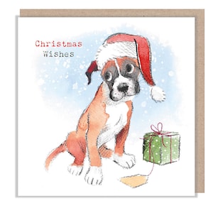クリスマスの願い - 高品質のクリスマス カード - 150 x 150 mm - 魅力的なボクサーのイラスト - 「Absolutely barking」シリーズ - 英国製 - ABX0108